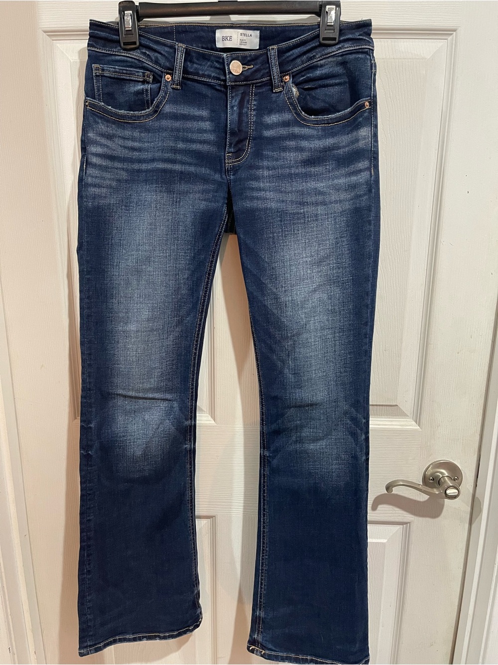 BKE Dark Blue Flare Jeans with Faded Whiskering